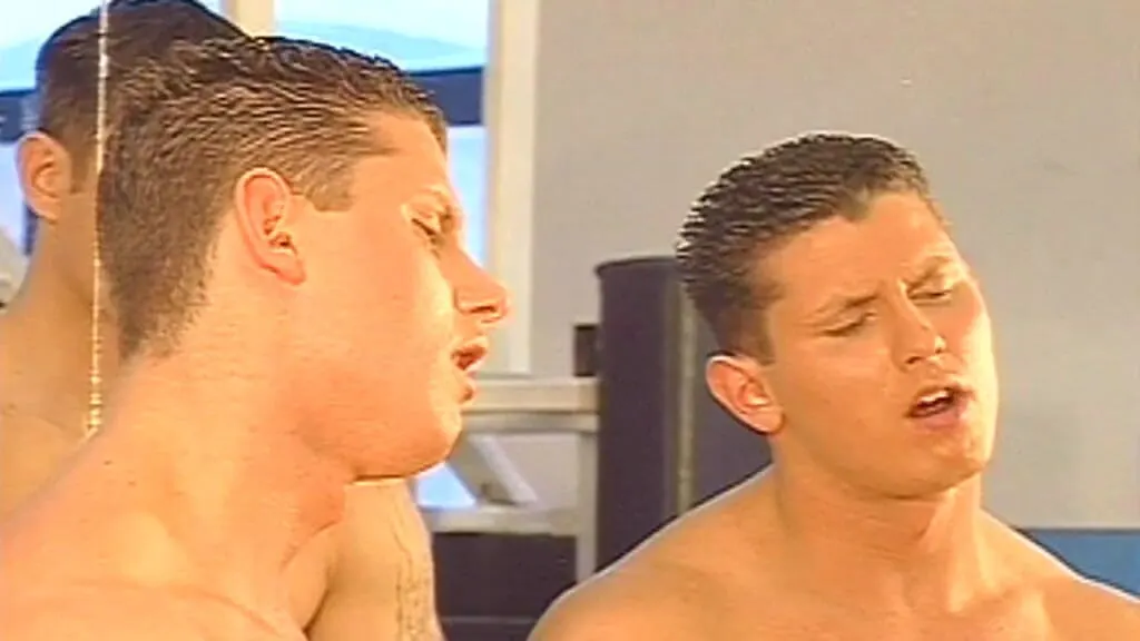 Young Hung Jock Gets Ass Fucked by Two Muscle Studs in a Steamy Three Way and Cums Hard