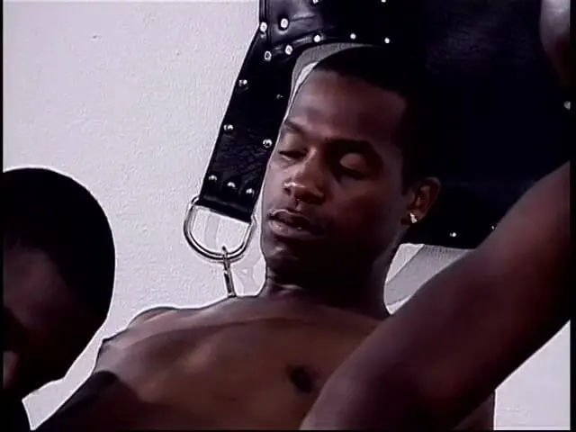 Black stud relaxes on the couch while his hard shaft gets sucked