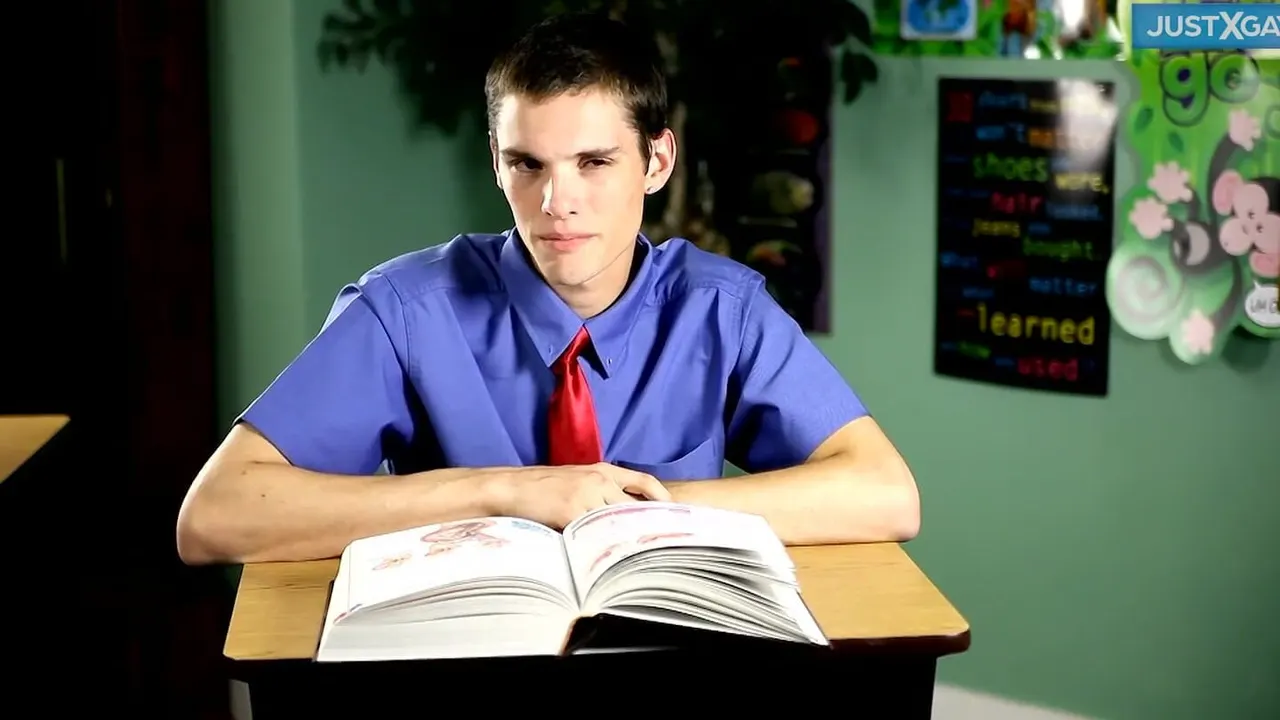 Eager Twink Adam Takes Krys Thick Cock in Classroom