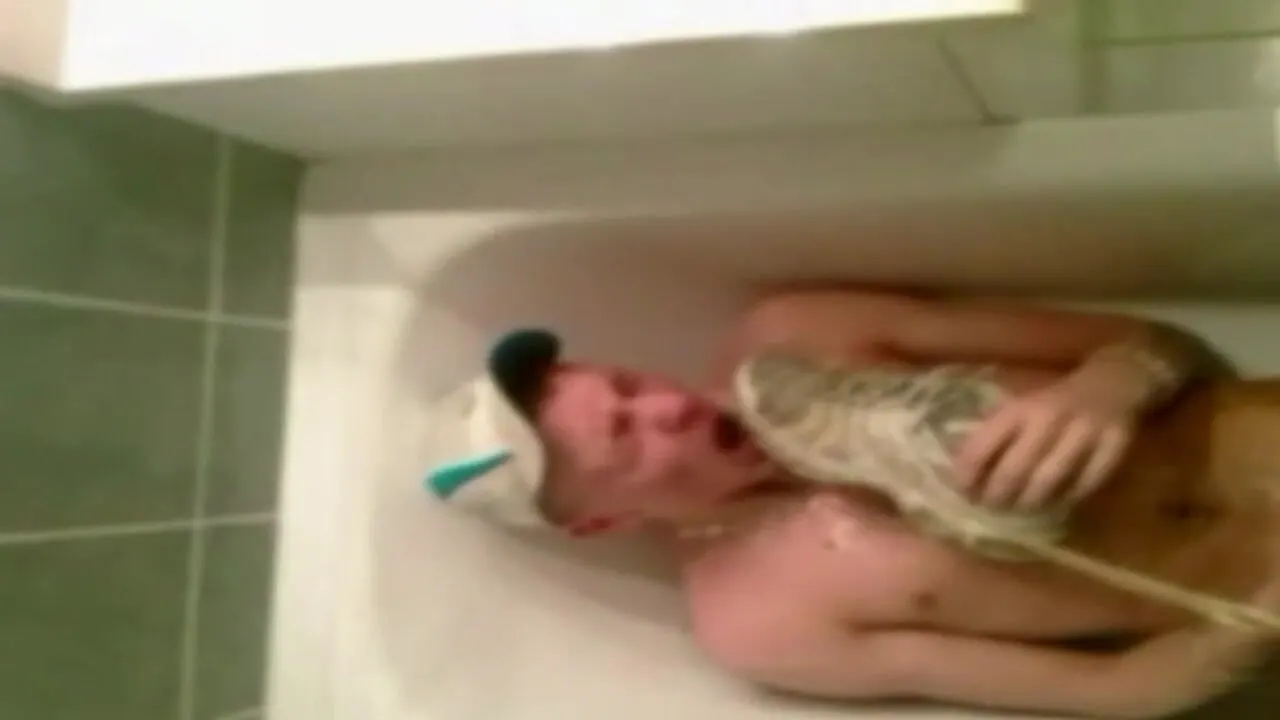 Sneakers solo and piss masturbation at home